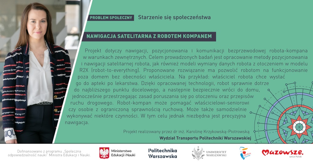 Grafika przedstawia dr inż. Karolinę Krzykowską-Piotrowską oraz informacje o projekcie