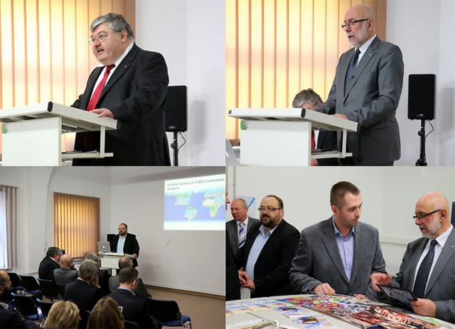 Na zdjęciu od góry z lewej: prof. Georgij Petriaszwili; prof. Jan Szmidt; Pavel Cerny; prezentacja nowych laboratoriów